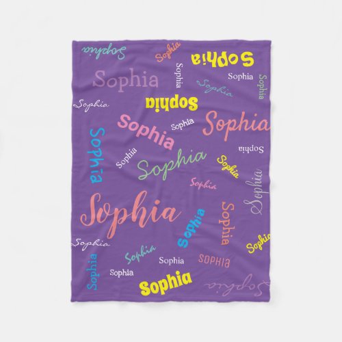 Personalized Girl Name Monogram Purple Cute Fleece Blanket