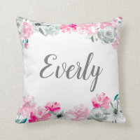 Personalized girl name monogram Watercolor floral