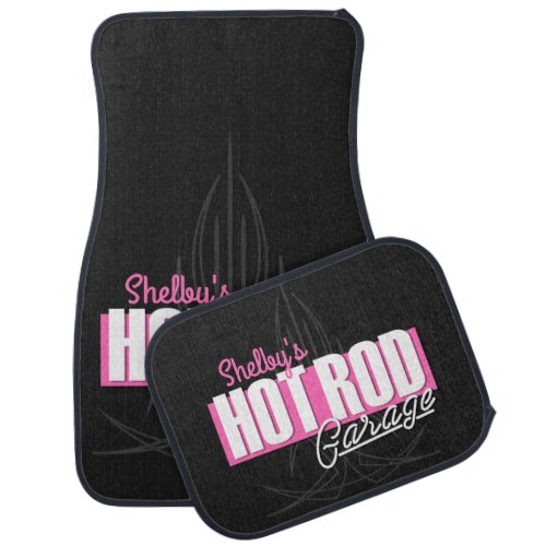 Personalized Girl NAME Pinstripes Hot Rod Garage Car Floor Mat