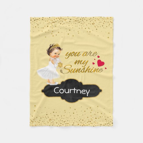 Personalized Girl Nursery  Gold Sunshine Princess Fleece Blanket