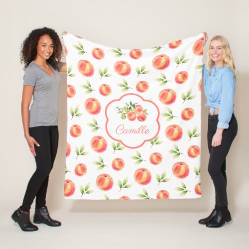 Personalized Girl Peach Name Fleece Blanket