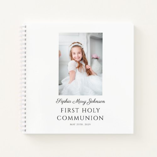 Personalized Girl Photo First Communion Guestbook Notebook