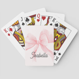 Personalized Girl Pink Bow Poker Cards