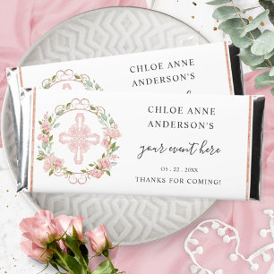 Personalized Girl Pink Religious Event Chocolate Hershey Bar Favors