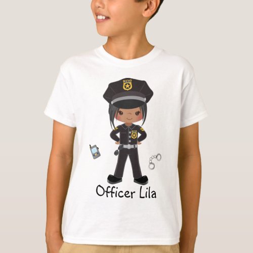 Personalized Girl Police Officer Law Enforcment   T_Shirt