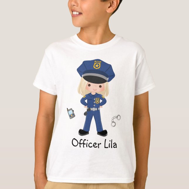 Personalized Girl Police Officer Law Enforcment T-Shirt (Front)