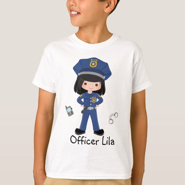 Personalized Girl Police Officer Law Enforcment T-Shirt (Front)