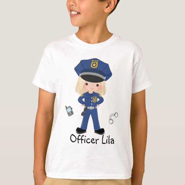 Personalized Girl Police Officer Law Enforcment  T-Shirt (Front)