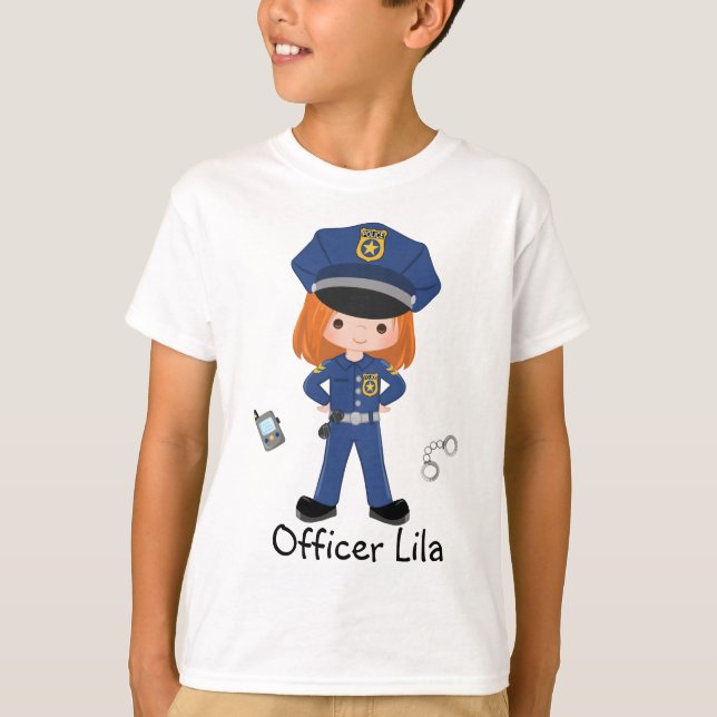 Personalized Girl Police Officer Law Enforcment  T-Shirt (Front)