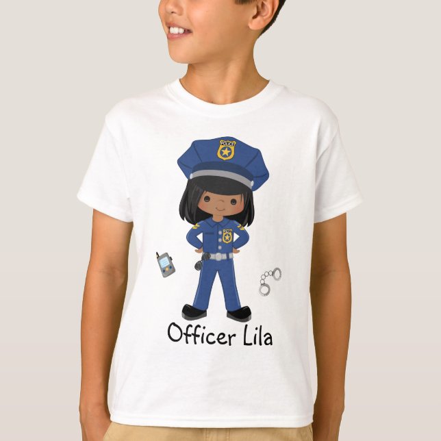 Personalized Girl Police Officer Law Enforcment T- T-Shirt (Front)