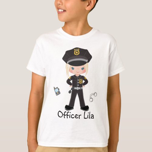 Personalized Girl Police Officer Law Enforcment  T T_Shirt