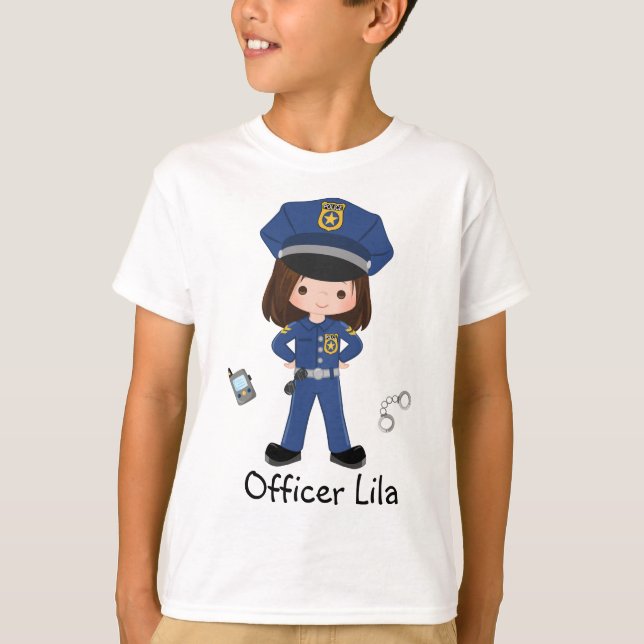 Personalized Girl Police Officer Law Enforcment T- T-Shirt (Front)