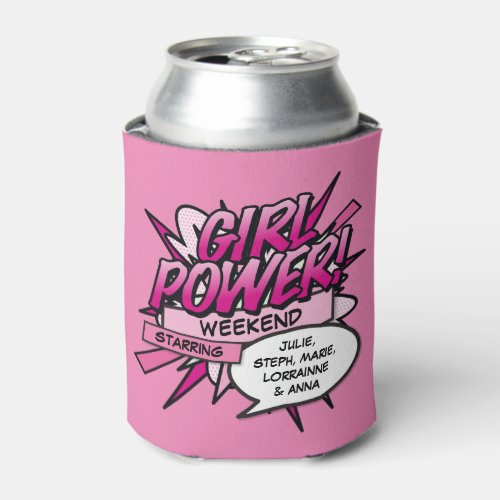 Personalized GIRL POWER Girls Weekend Pink Can Cooler