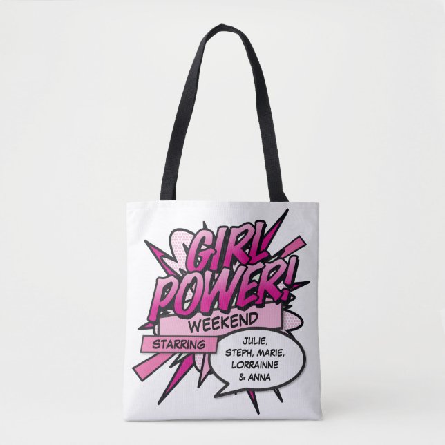 Personalized GIRL POWER Girls Weekend Tote Bag (Front)