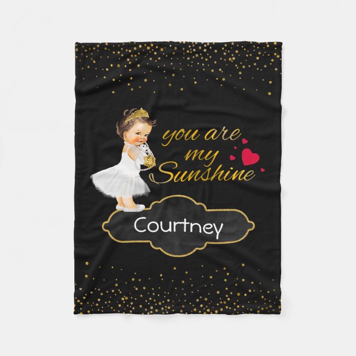 Personalized Girl Princess | Gold Sunshine Nursery Fleece Blanket ...