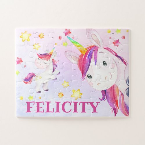 Personalized Girl Rainbow Unicorn Puzzle For Kids