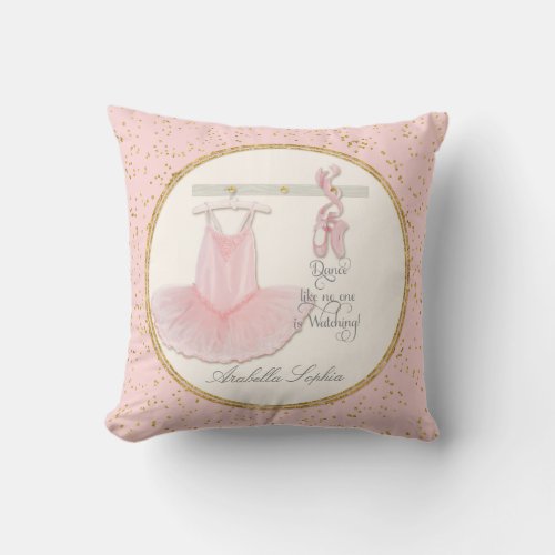 Personalized Girl Room Ballet Ballerina Dance Tutu Throw Pillow