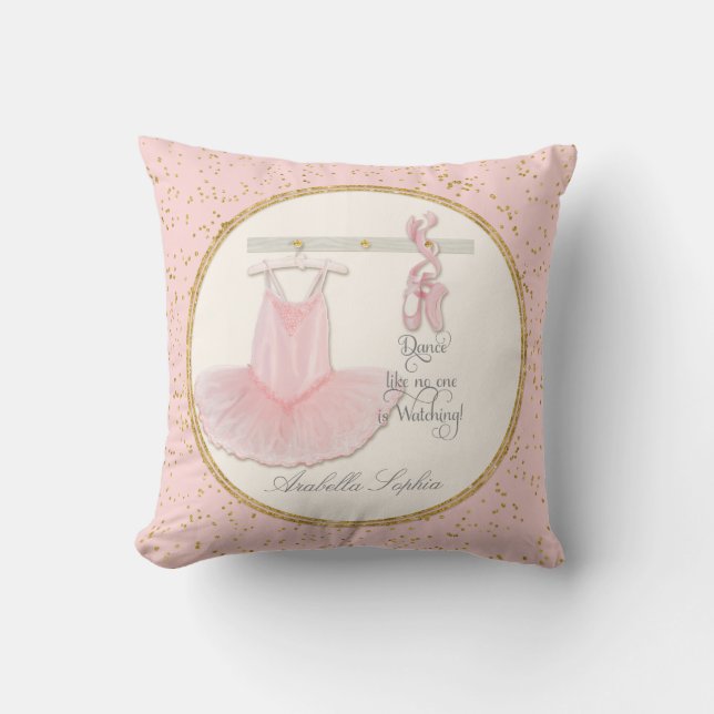 Personalized Girl Room Ballet Ballerina Dance Tutu Throw Pillow (Front)
