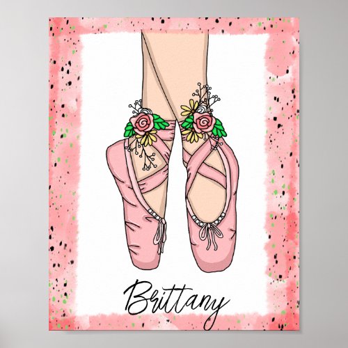 Personalized Girls Wall Art Ballet Slippers