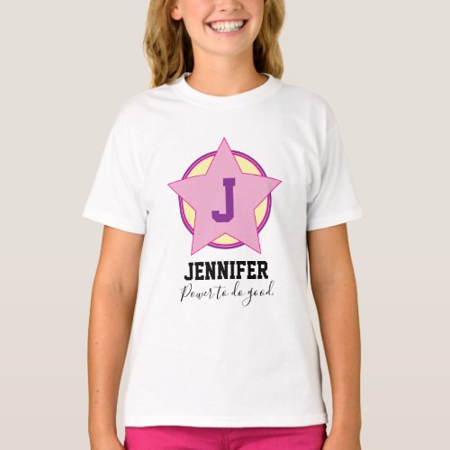 Personalized Girl Superhero with Initial and name T_Shirt