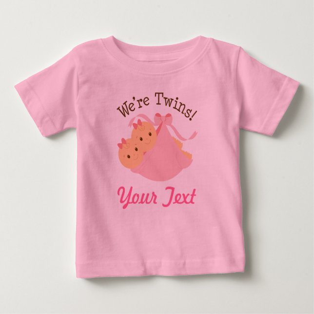 Personalized Girl Twins Baby T-Shirt (Front)
