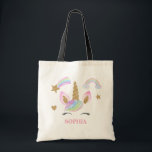 Personalized Girl Unicorn Magical Rainbow Cute Tote Bag<br><div class="desc">Personalized Girl Unicorn Magical Rainbow Cute</div>
