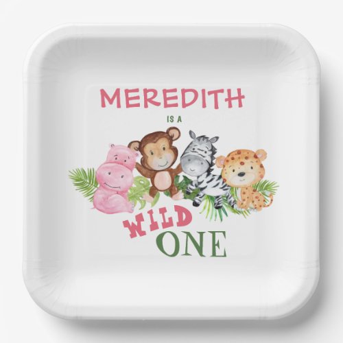 Personalized Girl Wild ONE 1st First Birthday Paper Plates