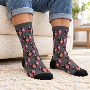 Personalized Girlfriend Heart Face Socks