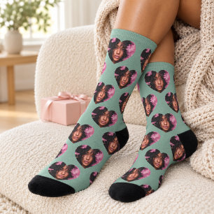 Personalized Girlfriend Heart Face Socks