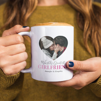 Personalized Girlfriend Photo Heart Coffee Mug