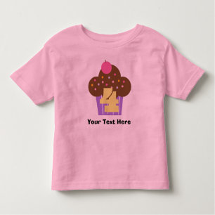 Personalized Girls 4th Birthday Cupcake Toddler T-shirt