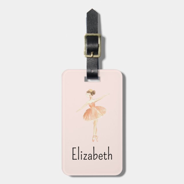 Personalized Girls Ballerina Dancer School Bag Tag (Front Vertical)