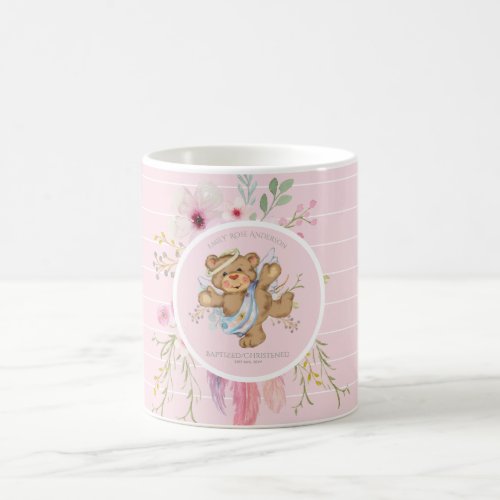 Personalized Girls BAPTISM _ Pink Angel Teddybear Coffee Mug