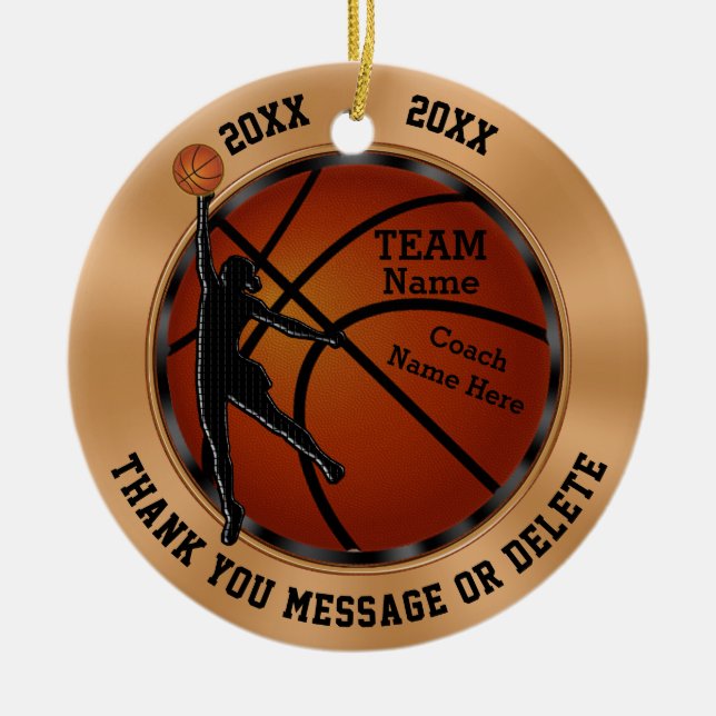 Personalized Girls Basketball Coach Gift, Ornament (Front)