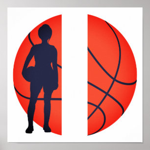 Personalized Girls Basketball Split Monogram Poster