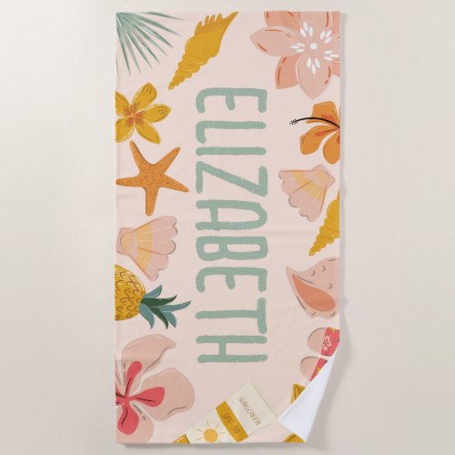 Personalized Girls Beach Trendy Sticker Beach Towel