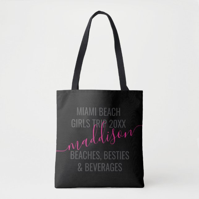 Personalized Girls Beach Trip Custom Tote Bag (Front)