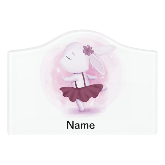 Personalized girls bedroom sign Bunny Rabbit (Small Crest Front)