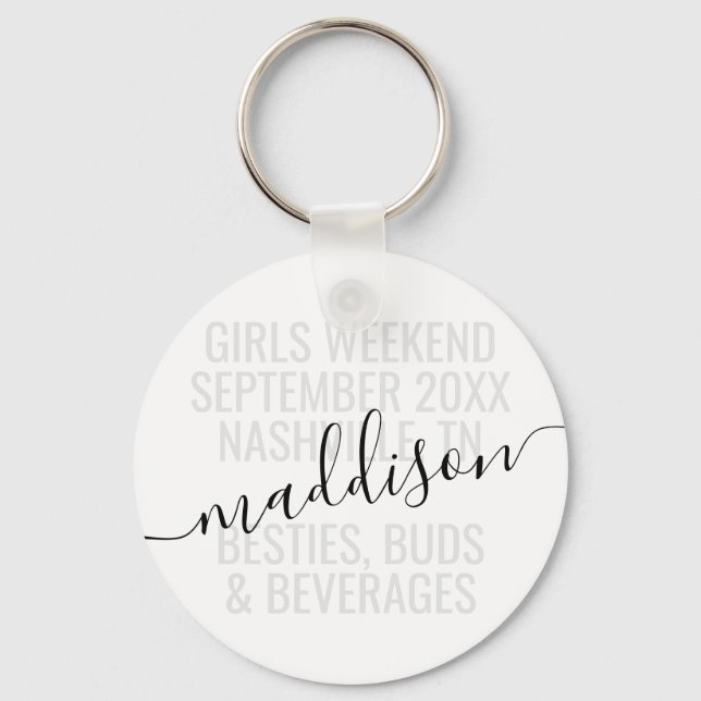 Personalized Girls Bestie Weekend Trip  Keychain (Front)