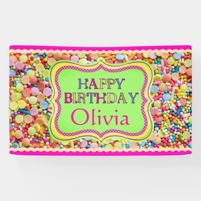 Personalized Girl's Birthday Banner (Horizontal)