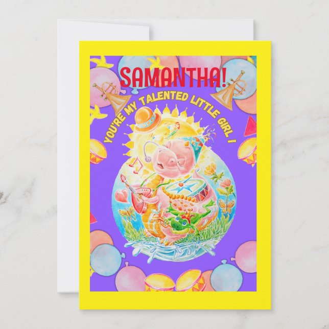 Personalized  Girls Birthday Flat Holiday Card (Front)