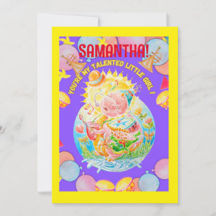 Personalized  Girls Birthday Flat Holiday Card