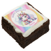 Personalized Girl's Birthday Unicorn Brownie (Angled)