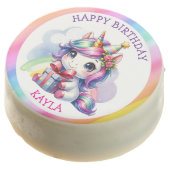 Personalized Girl's Birthday Unicorn Chocolate Covered Oreo (Angled)
