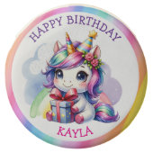 Personalized Girl's Birthday Unicorn Chocolate Covered Oreo (Front)