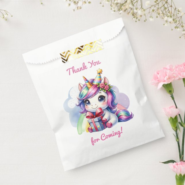 Personalized Girl's Birthday Unicorn Themed Favor Bag (Sealed)