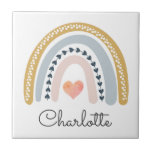 Personalized Girl's Boho Rainbow  Ceramic Tile<br><div class="desc">Modern adorable boho pastel rainbow watercolor ceramic tile for a girl. A cute keepsake decorative tile for a young girl or for a nursery. You may also get it ads a framed tile to hang on the wall.</div>
