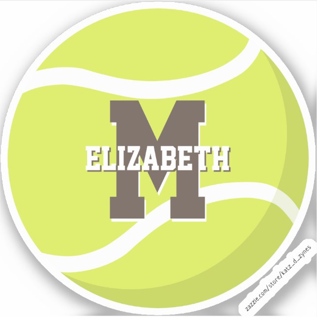 personalized girls boys tennis player sticker (Front)