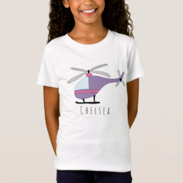 Personalized Girls Cool Helicopter Aircraft &amp; Name T-Shirt