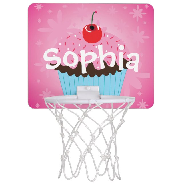 Personalized Girls Cupcake Mini Basketball Hoop (Front)